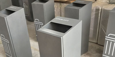 室內滑軌四分類果皮箱-商場不銹鋼推拉式4分類果皮箱欣方圳批量生產(chǎn)圖